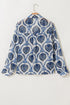Relaxed Fit Damask Print Collared Button Down Shirt