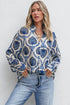 Relaxed Fit Damask Print Collared Button Down Shirt