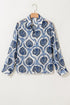 Relaxed Fit Damask Print Collared Button Down Shirt