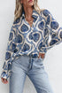 Relaxed Fit Damask Print Collared Button Down Shirt