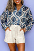 Relaxed Fit Damask Print Collared Button Down Shirt