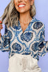 Relaxed Fit Damask Print Collared Button Down Shirt