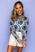 Relaxed Fit Damask Print Collared Button Down Shirt