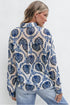 Relaxed Fit Damask Print Collared Button Down Shirt