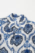 Relaxed Fit Damask Print Collared Button Down Shirt