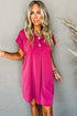 Relaxed Fit Dolman Sleeve Collared Shirt Dress