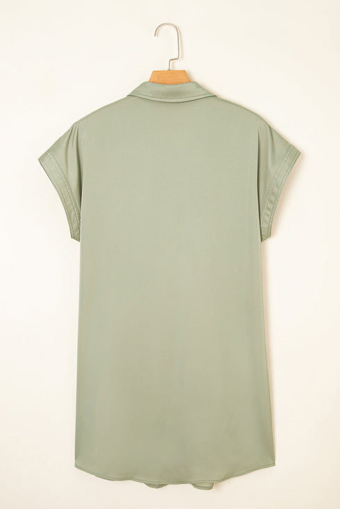 Relaxed Fit Dolman Sleeve Collared Shirt Dress