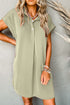 Relaxed Fit Dolman Sleeve Collared Shirt Dress