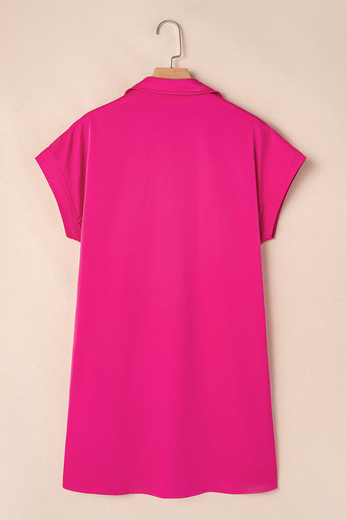 Relaxed Fit Dolman Sleeve Collared Shirt Dress
