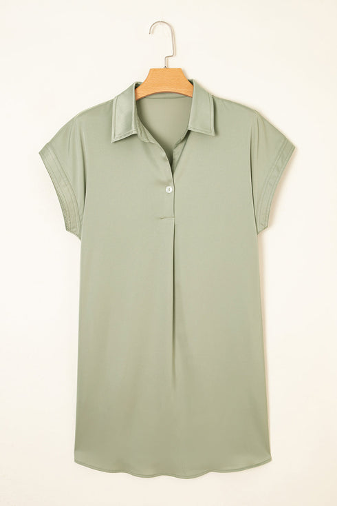 Relaxed Fit Dolman Sleeve Collared Shirt Dress