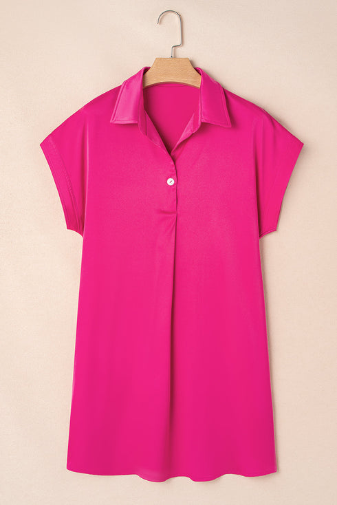 Relaxed Fit Dolman Sleeve Collared Shirt Dress