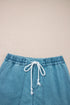 Relaxed Fit Drawstring Elastic Waistband Denim Shorts