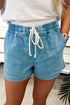 Relaxed Fit Drawstring Elastic Waistband Denim Shorts