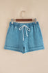 Relaxed Fit Drawstring Elastic Waistband Denim Shorts