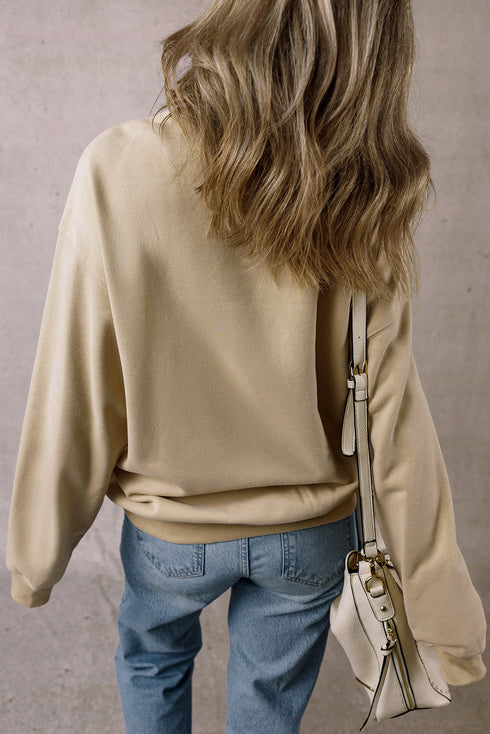 Relaxed Fit Drop Shoulder Crew Neck Pullover Sweatshirt