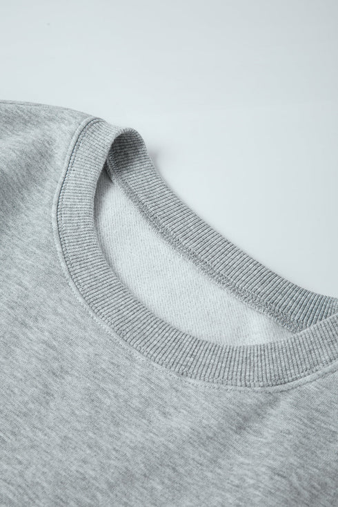 Relaxed Fit Drop Shoulder Crew Neck Pullover Sweatshirt