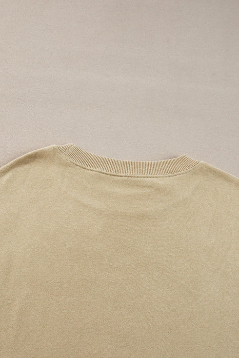 Relaxed Fit Drop Shoulder Crew Neck Pullover Sweatshirt