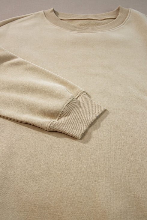 Relaxed Fit Drop Shoulder Crew Neck Pullover Sweatshirt