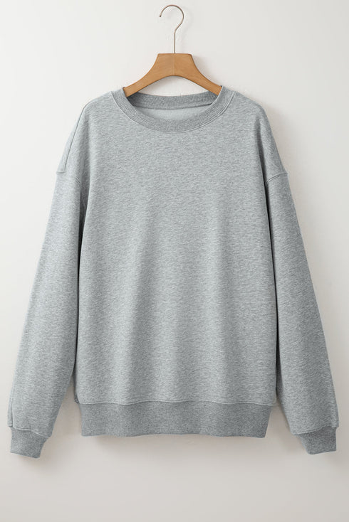 Relaxed Fit Drop Shoulder Crew Neck Pullover Sweatshirt