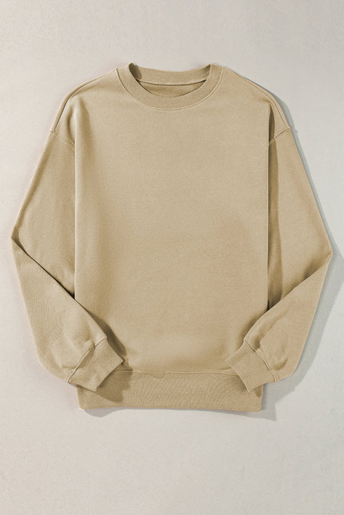 Relaxed Fit Drop Shoulder Crew Neck Pullover Sweatshirt