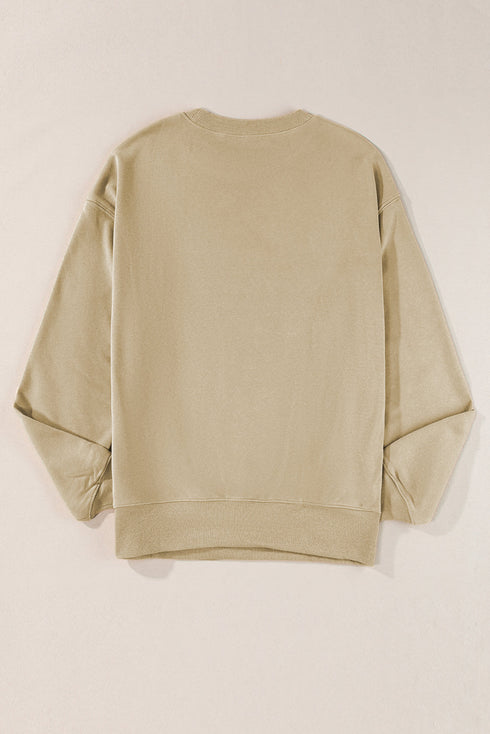 Relaxed Fit Drop Shoulder Crew Neck Pullover Sweatshirt