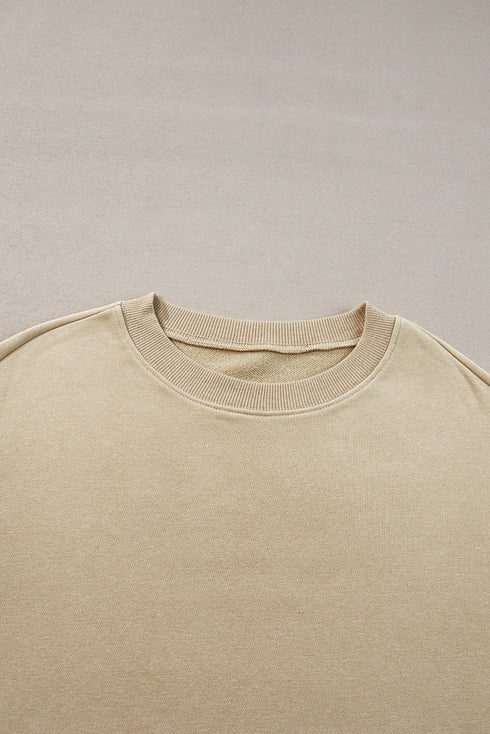 Relaxed Fit Drop Shoulder Crew Neck Pullover Sweatshirt