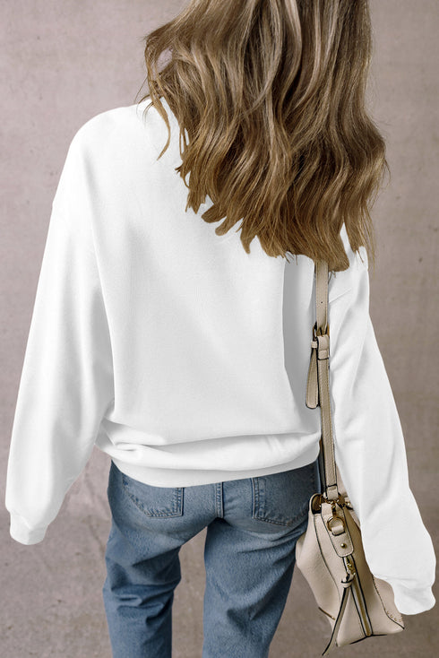 Relaxed Fit Drop Shoulder Crew Neck Pullover Sweatshirt