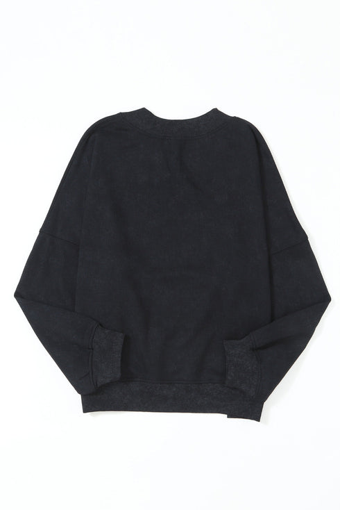 Relaxed Fit Drop Shoulder Crew Neck Sweatshirt