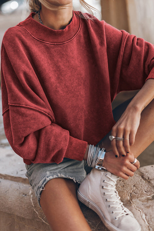 Relaxed Fit Drop Shoulder Crew Neck Sweatshirt