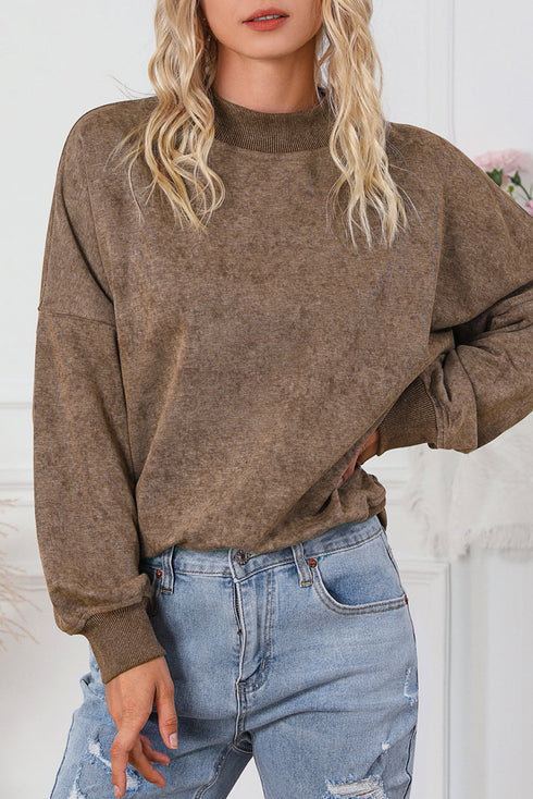 Relaxed Fit Drop Shoulder Crew Neck Sweatshirt