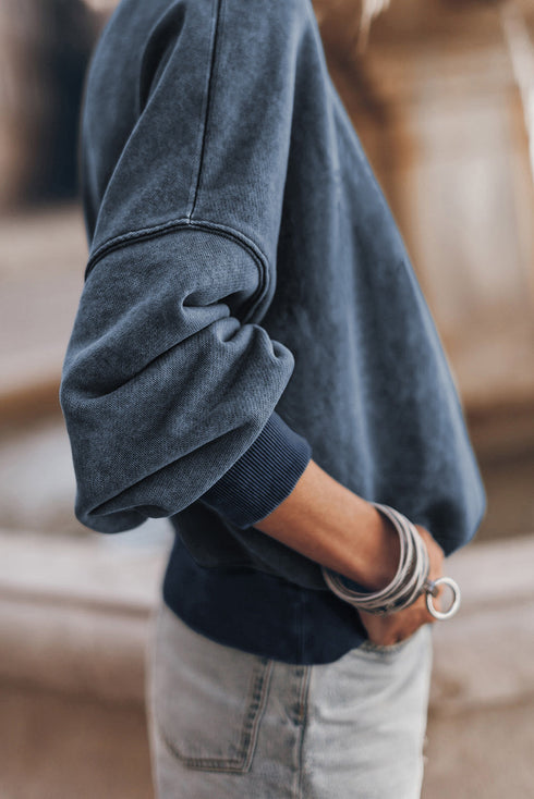 Relaxed Fit Drop Shoulder Crew Neck Sweatshirt