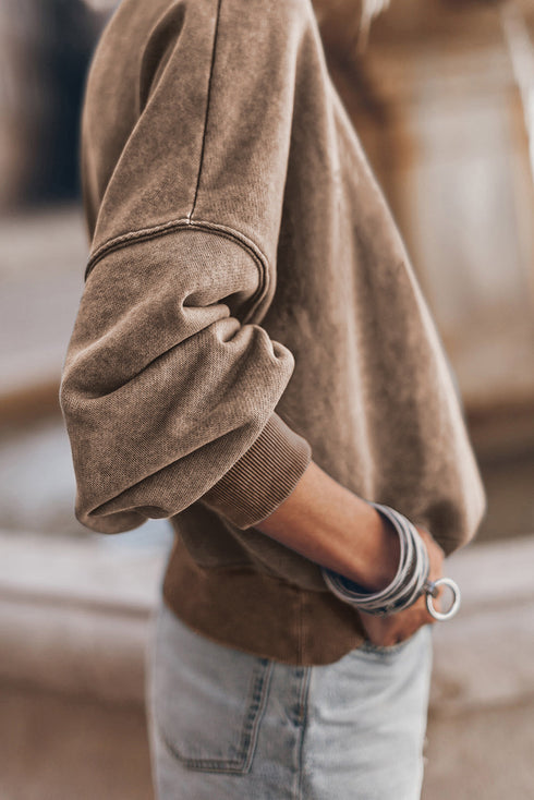 Relaxed Fit Drop Shoulder Crew Neck Sweatshirt