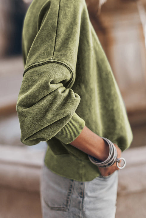 Relaxed Fit Drop Shoulder Crew Neck Sweatshirt