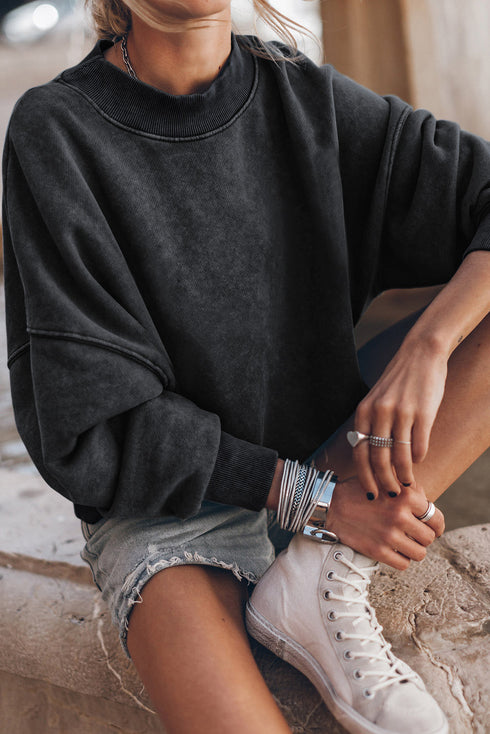 Relaxed Fit Drop Shoulder Crew Neck Sweatshirt