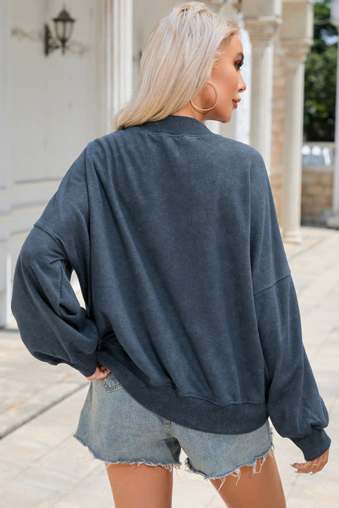 Relaxed Fit Drop Shoulder Crew Neck Sweatshirt