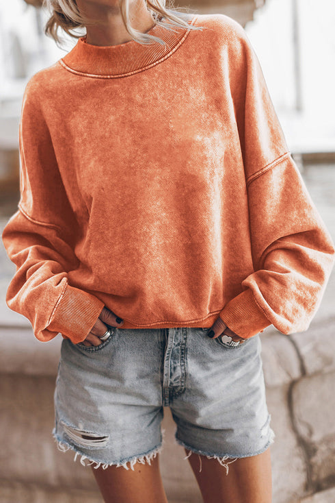 Relaxed Fit Drop Shoulder Crew Neck Sweatshirt