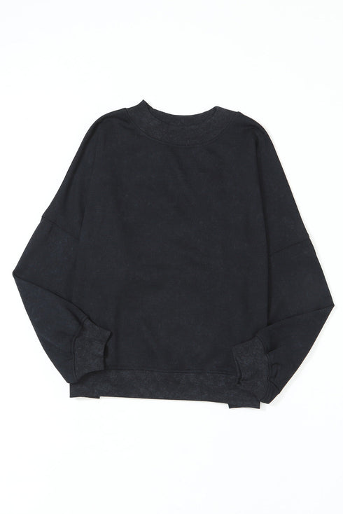 Relaxed Fit Drop Shoulder Crew Neck Sweatshirt