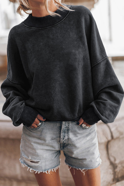 Relaxed Fit Drop Shoulder Crew Neck Sweatshirt