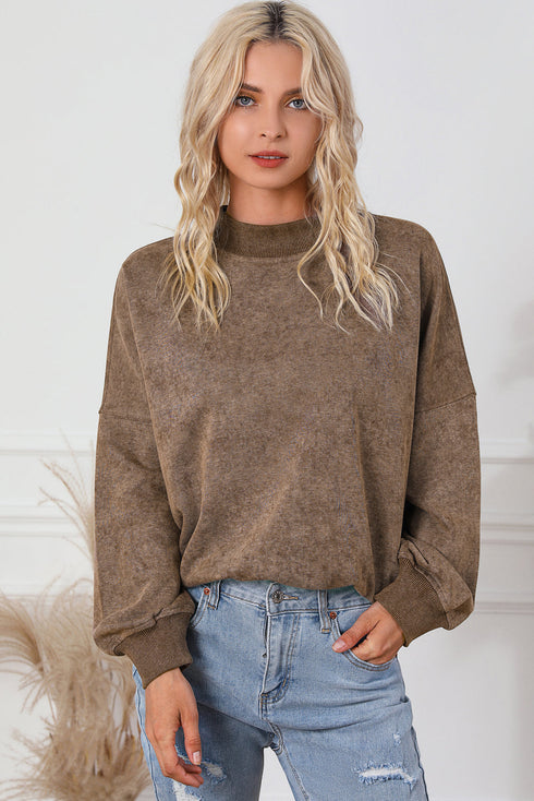 Relaxed Fit Drop Shoulder Crew Neck Sweatshirt