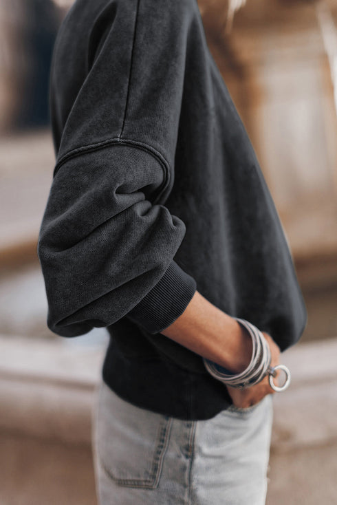 Relaxed Fit Drop Shoulder Crew Neck Sweatshirt