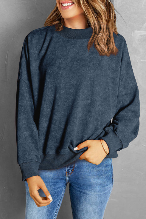 Relaxed Fit Drop Shoulder Crew Neck Sweatshirt