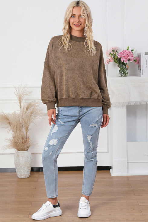 Relaxed Fit Drop Shoulder Crew Neck Sweatshirt