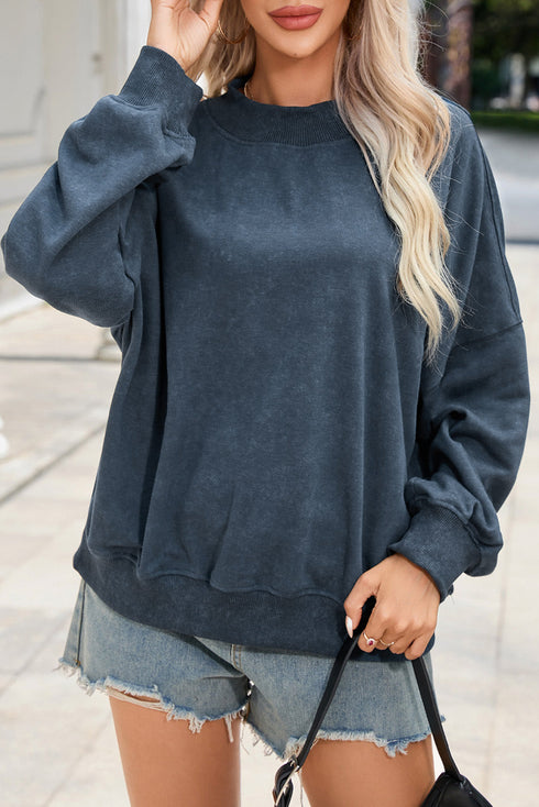 Relaxed Fit Drop Shoulder Crew Neck Sweatshirt