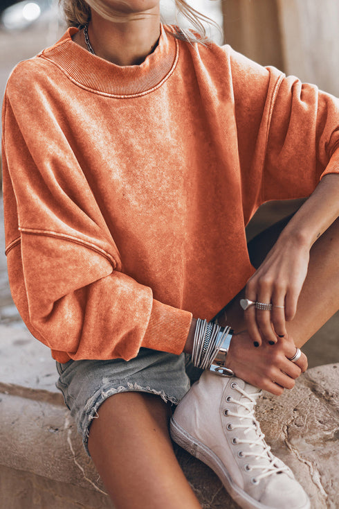 Relaxed Fit Drop Shoulder Crew Neck Sweatshirt