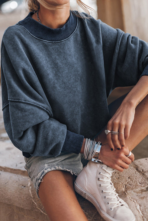 Relaxed Fit Drop Shoulder Crew Neck Sweatshirt