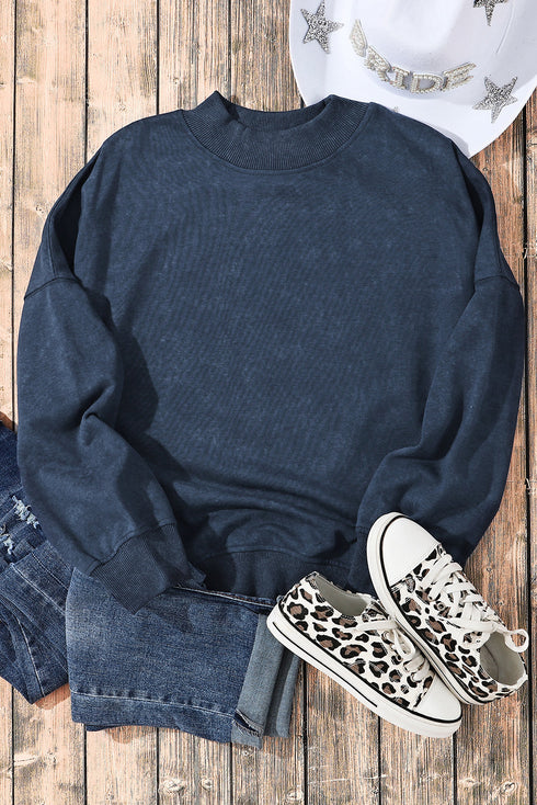 Relaxed Fit Drop Shoulder Crew Neck Sweatshirt