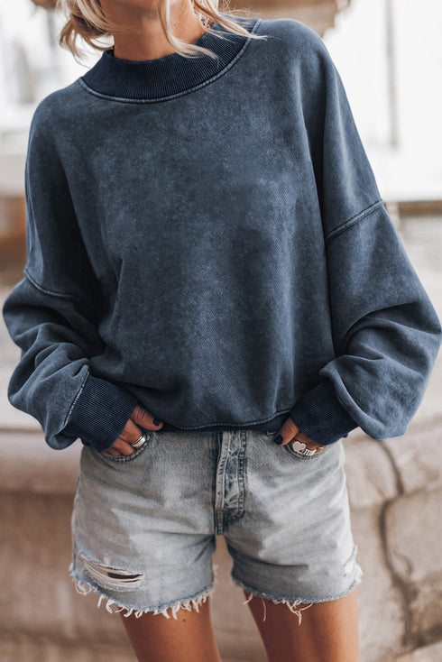 Relaxed Fit Drop Shoulder Crew Neck Sweatshirt