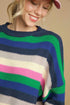 Relaxed Fit Drop Shoulder Textured Knit Striped Sweater