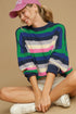 Relaxed Fit Drop Shoulder Textured Knit Striped Sweater