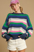 Relaxed Fit Drop Shoulder Textured Knit Striped Sweater